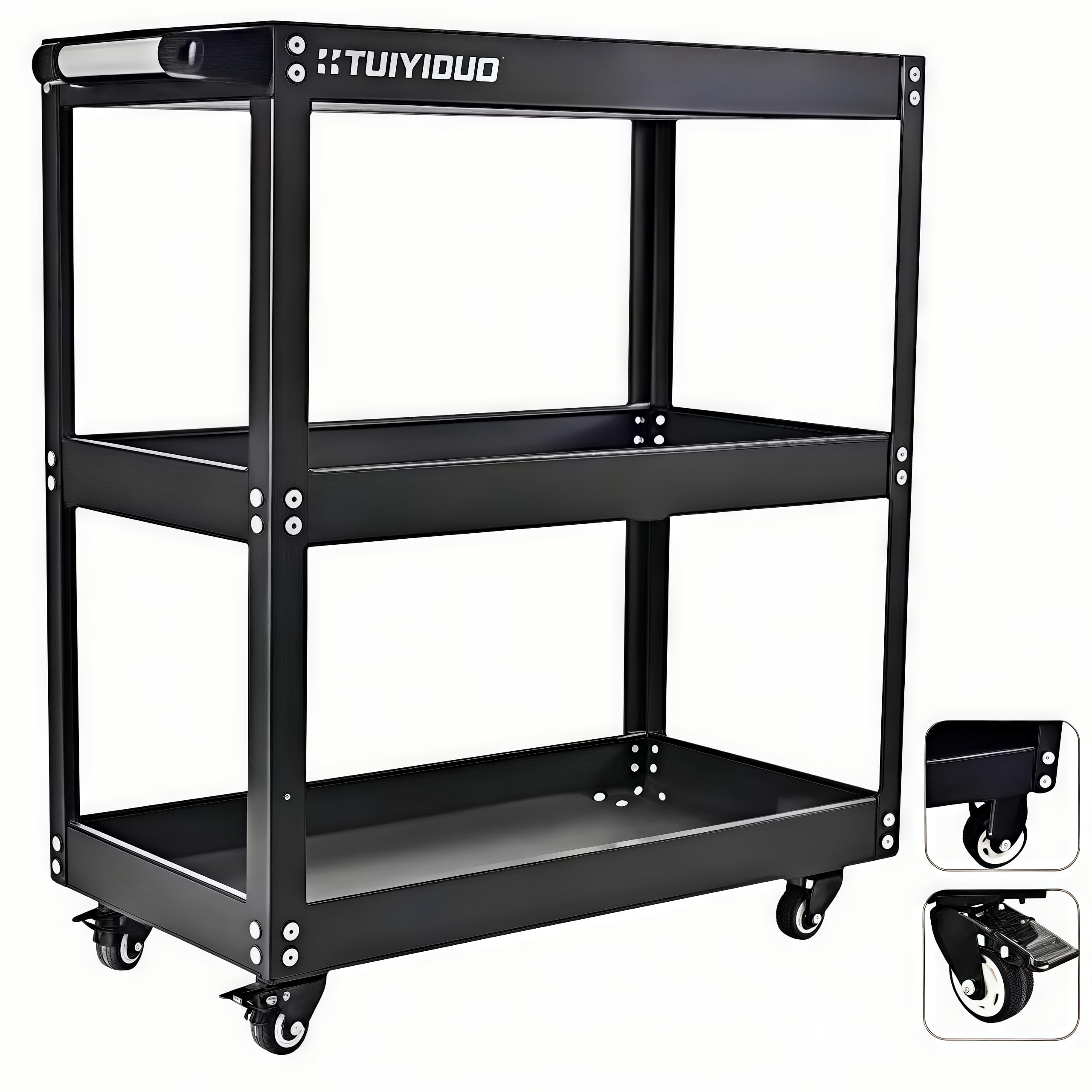 三段 【耐荷重200kg】合金鋼 ツールカート 工具ワゴン 工具カート ドライバーホルダー 工具箱 ツールボックス キャスター付き DIY ガレージ 工具台車 工具収納 運搬 厚み