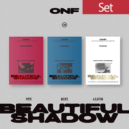 [SET] ONF - ミニ8集 BEAUTIFUL SHADOW [バージョン3SET] - 各アルバムにつきフォトブック+ステッカー(1種)+ポラロイド(ランダム1種)+フ