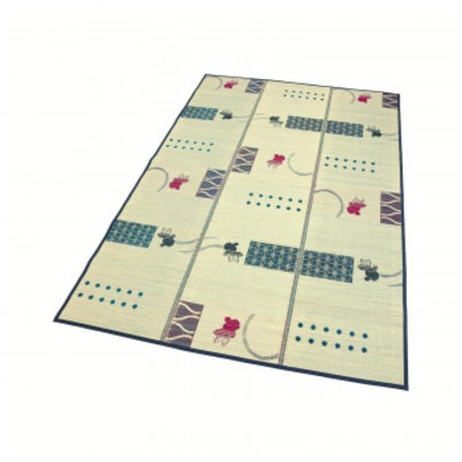 大島屋 い草ラグ 金魚涼み ブルー 180x240cm