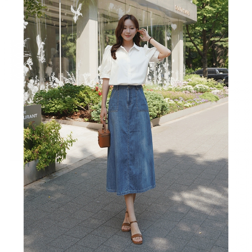 クリック&ファニーオラットポケットデニムスカート [SMLサイズ]