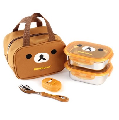 Rilakkuma 2段ステン弁当320ml（お弁当+フォークスプーン）/子供のお弁当/キャラクター/ポーチ/衛生用品/ギフト/韓国