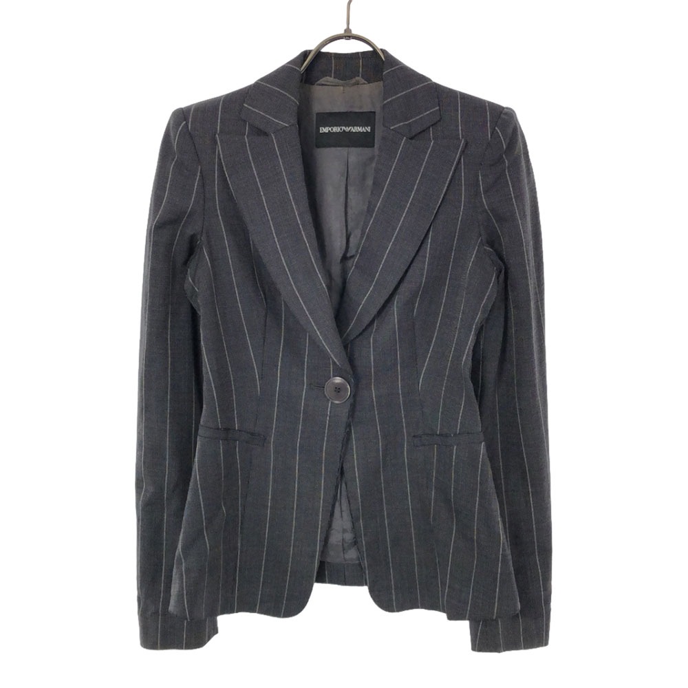 イタリア製 ストライプ テーラードジャケット 36 ブラック系 レディース