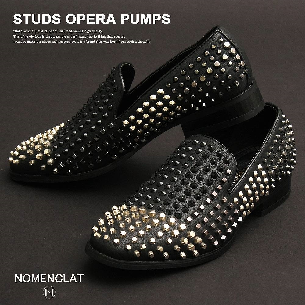 スタッズシューズ メンズシューズ オペラシューズ スタッズシューズ スタッズ スリッポン 個性的 個性 派手 モード MODE ラグジュアリー ロック ROCK ヴィジュア