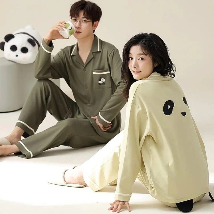 【幸運】パンダ柄 ペアパジャマ 2着セット ウェア ペア セット お祝い プレゼント パジャマ 綿 長袖 部屋着 ペアルック カップル パジャマ お揃い 恋人 夫婦 6,372円