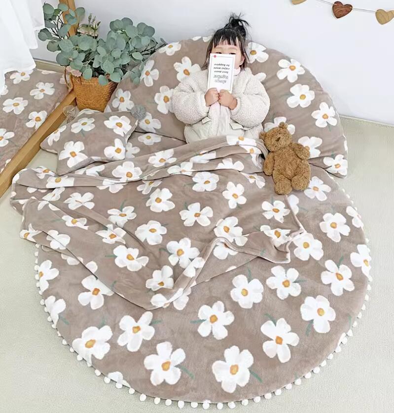 可愛い ベビーマット 赤ちゃん プレイマット 厚手 キトラグ 出産祝い サニーマット 洗える ラウンドマット イブルマット カバーの取り外し可能 お昼寝マット ラグマット 直径100cm 120cm