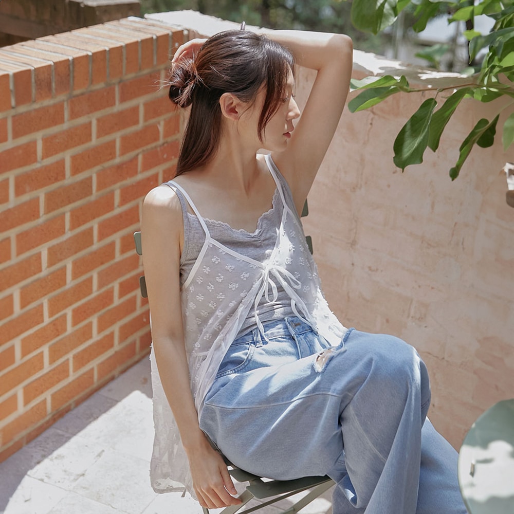 セリンフラワーシースルーストラップビスティエ