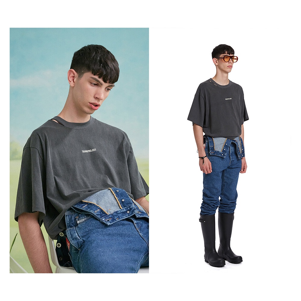 BTSジョングク着用 リップトホールピグメントTシャツ(ブラック) 防弾少年団ファッション 半袖 Tシャツ