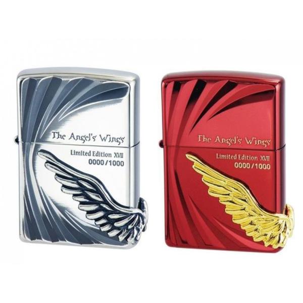zippoライター ジッポー ペア 限定シリアルナンバー入り ANGEL S WINGS エンジェルウイング17 銀×赤