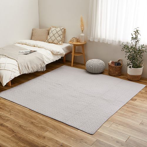 【メーカー直送品】萩原 洗えるキルトラグ デコール 約190×190cm グレー