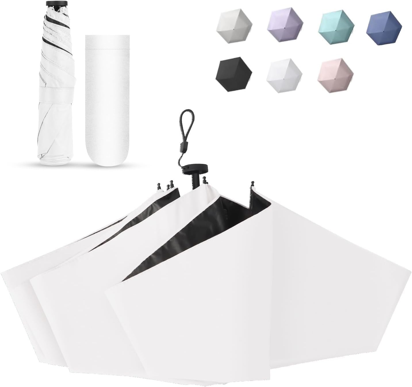 折り畳み日傘 超軽量140g uvカット100 完全遮光 断熱 無地 頑丈 風撥水 晴雨兼用 梅雨対策 収納ポーチ付き コンパクト携帯便利 男女兼用 オフホワイト 手動