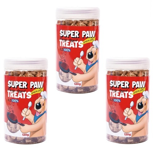 スーパーポウフリーズドライトリート小間120g x 3ペット犬ペット犬子猫猫栄養健康スナックソフト食感
