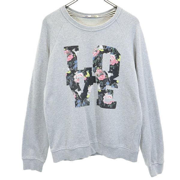 イタリア製 プリント 長袖 トレーナー S グレー スウェット メンズ