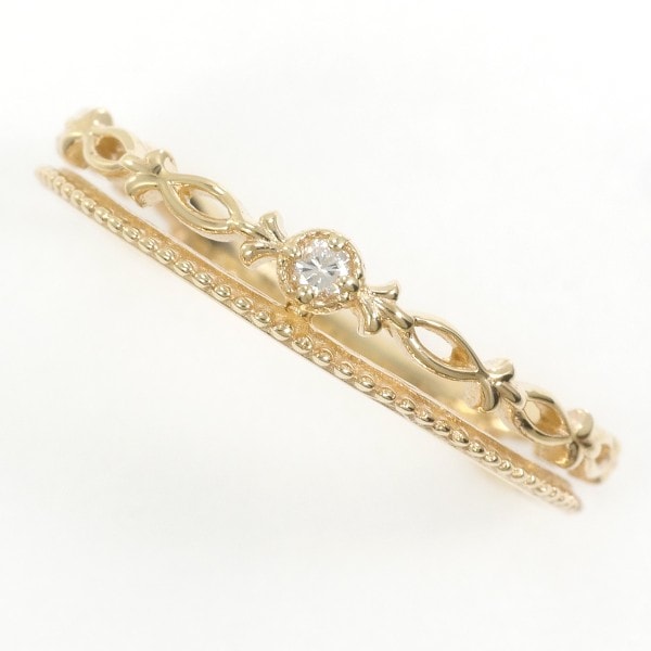 K10 10金 YG イエローゴールド リング 指輪 16号 ダイヤ 0.02 ジュエリー 中古