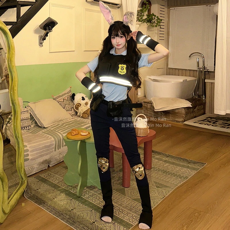 狂った動物城ウサギ警官cos服 にじげん アニメコスチュームジュディコスプレ半袖セット