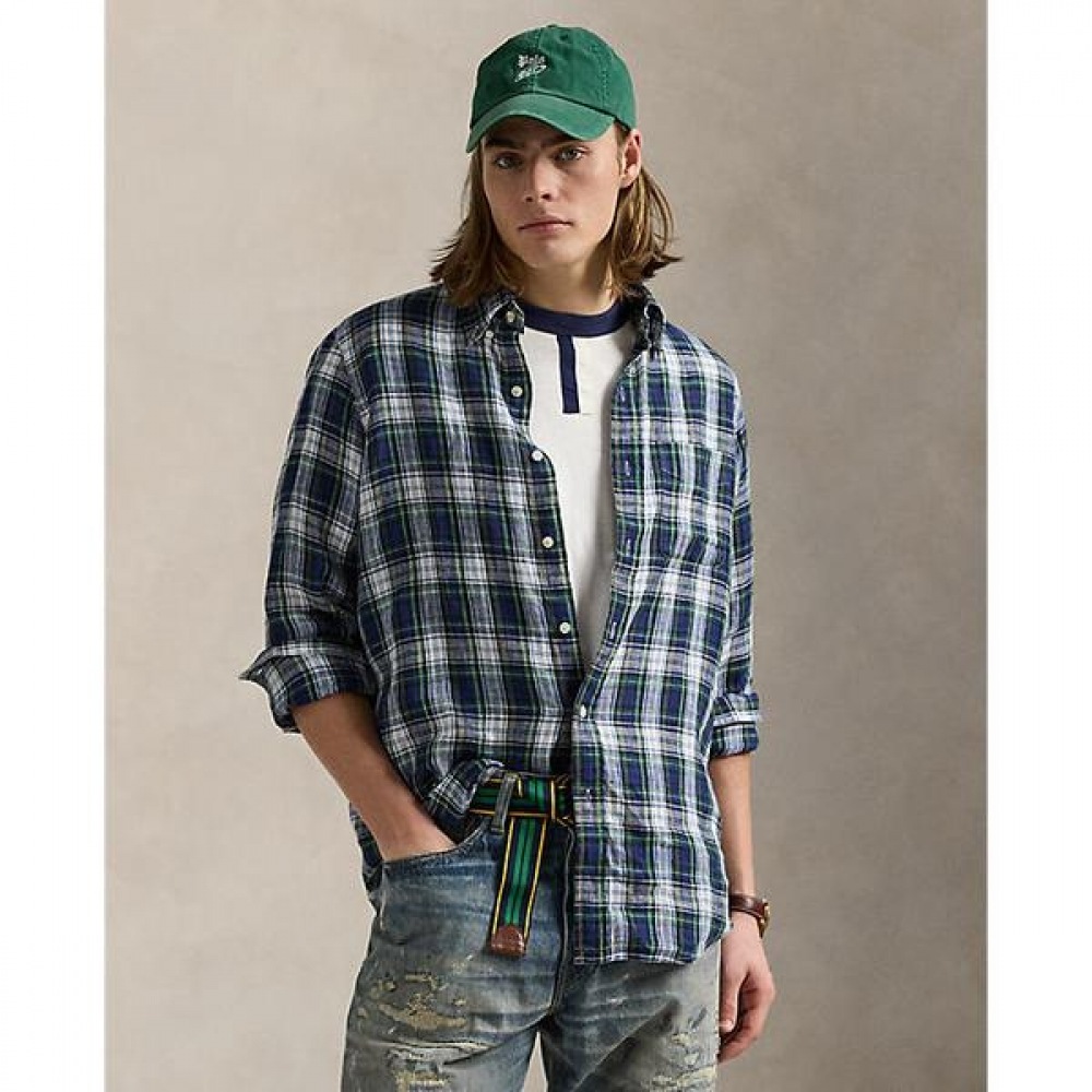 ポロラルフローレンメンズクラシックフィットチェック柄リネンシャツ (MNPOWOV16824238300)