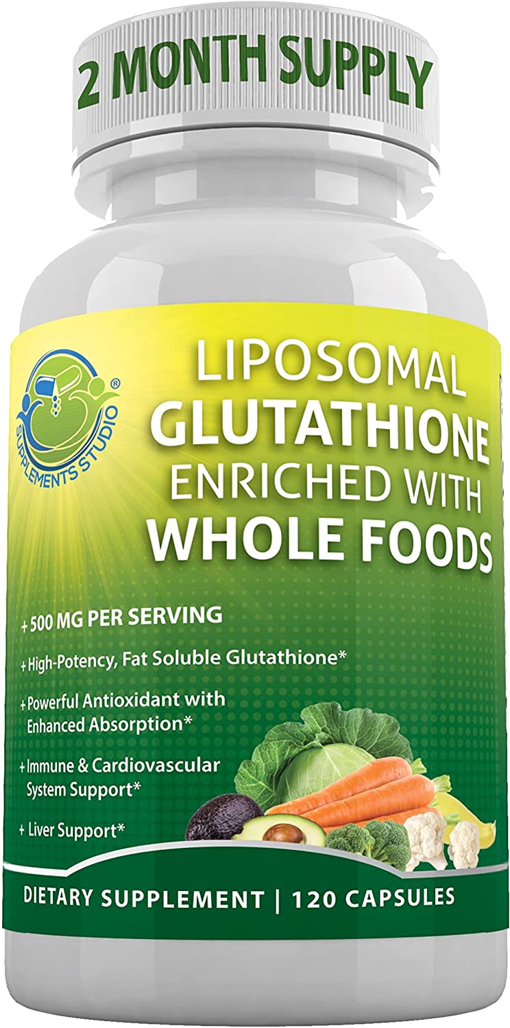 リポソームグルタチオン500mg-吸収を高めるための有機ホールフーズを含む還元型グルタチオンサプリメント-マスター抗酸化剤および解毒剤-免疫および心臓血管のサポート-2ヶ月分　120カプセル