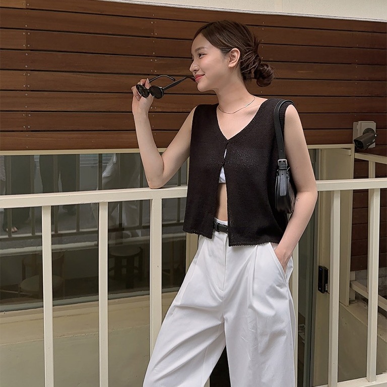 前後2WAYスリット入りニットトップス