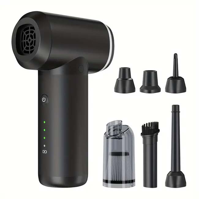 こまかい部分の掃除に空気入れに マルチファンクション エアポンプ エアダスター ポンプ 掃除機 コードレス USB充電式 TE439970-ブラック(24y5m)