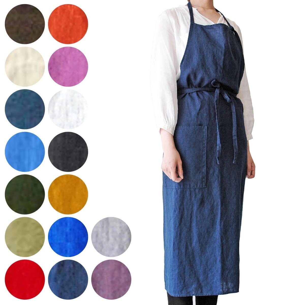 エプロン 麻100％ 無地 ポケット付き ループ付き Linne リンネ リネン 北欧 麻 前掛け カフェエプロン キッチンエプロン 台所エプロン 大人用 リネンエプロン キッチン用品