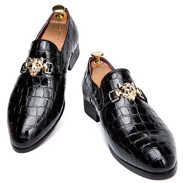 クロコ柄 ローファー メンズ スリッポン ビジネスシューズ ドライビングシューズ 紳士靴 軽量 ローカット シューズ ゴールドバックル 高級感