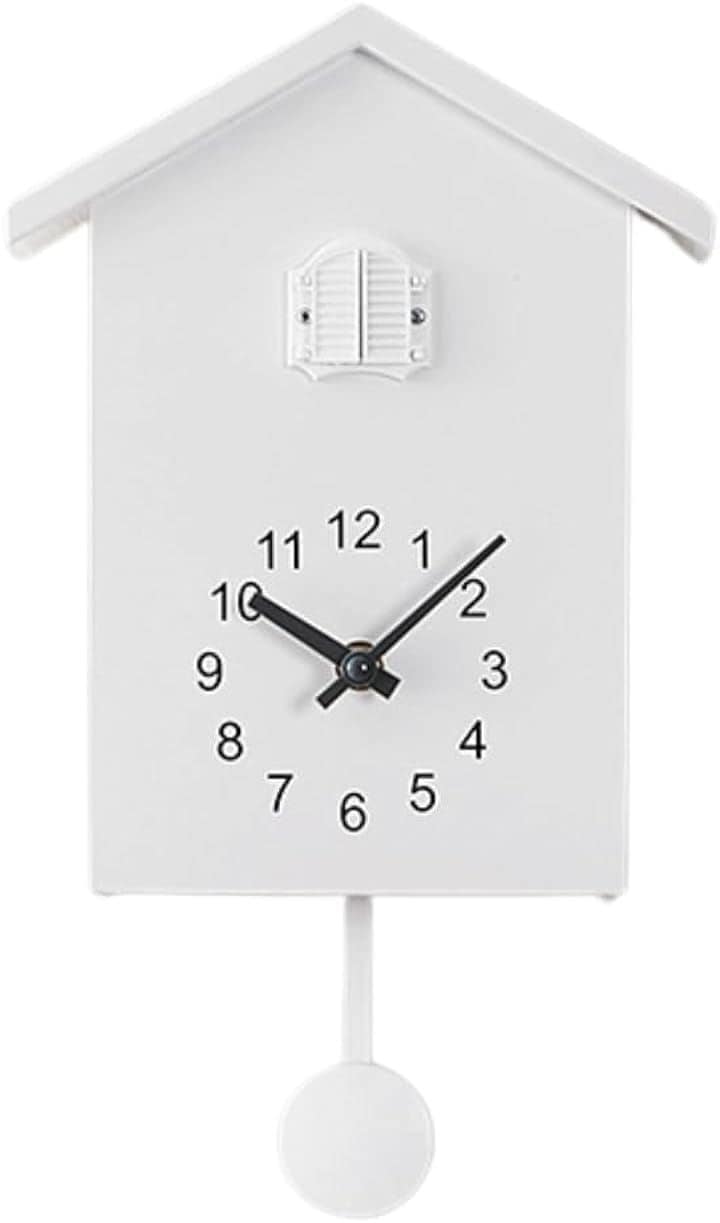 鳩時計 壁掛け 2way かわいい 振り子時計 アナログ 置き時計 リズム(ホワイト, 画像参照)