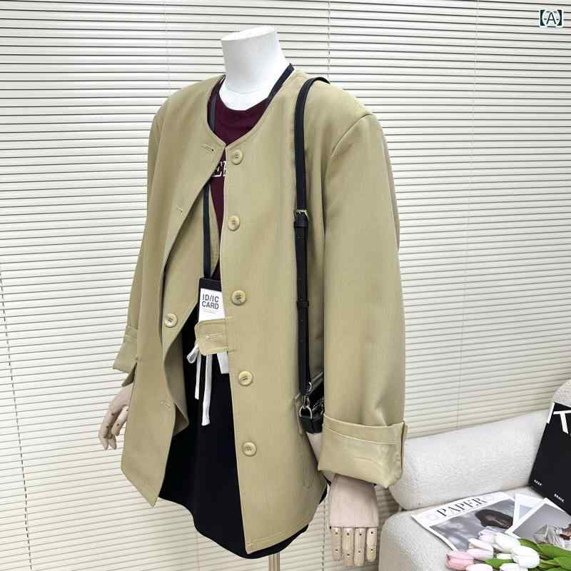 スーツ　ジャケット　カジュアル レディース ラウンドネック スーツ ジャケット 2024秋 高級 レディースの トップ