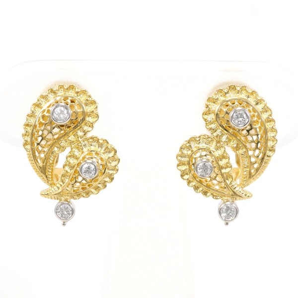 K18 18金 YGWG ピアス ダイヤ 計0.32 カード鑑別書 ジュエリー 中古