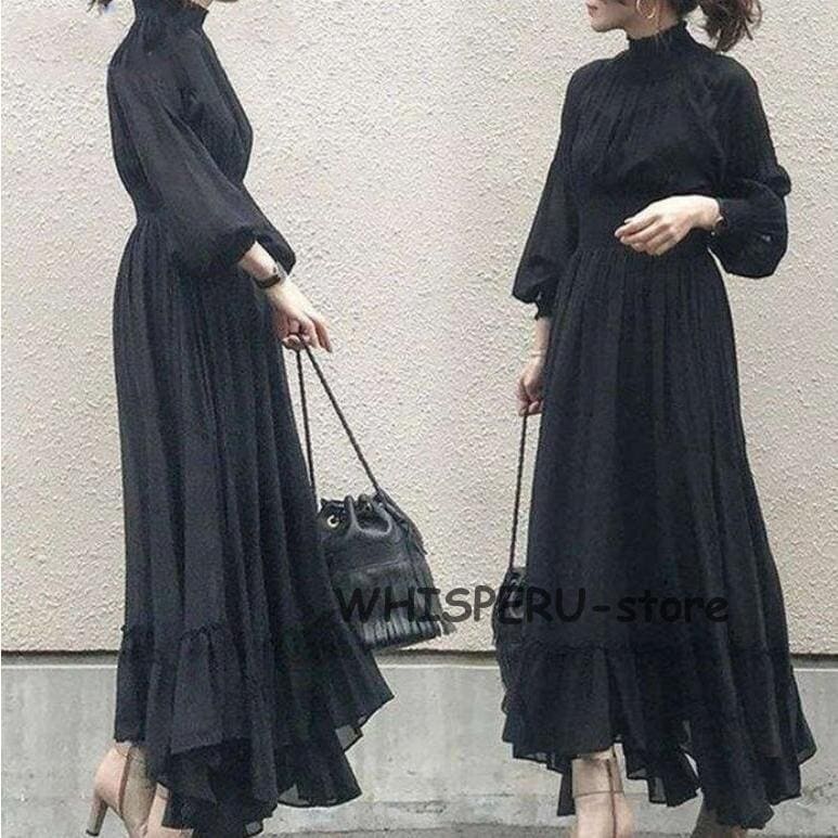 ロングワンピース ワンピース レディース 春 40代 きれいめ マキシ丈ワンピース 秋 長袖 黒ワンピース 卒業式 フォーマル 結婚式ドレス オシャレ 上品 着痩せ