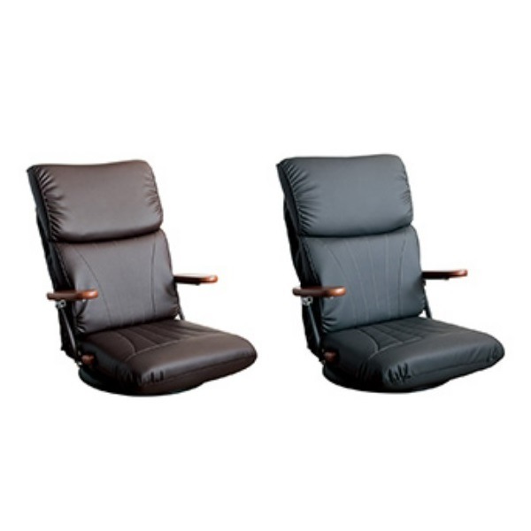 木肘レザー座椅子 椿 宮武 YS-C1350 日本製 座椅子 肘あて 肘掛け レバー式 13段階 リクライニング 360度回転 合成皮革 木製 職人 座り心地