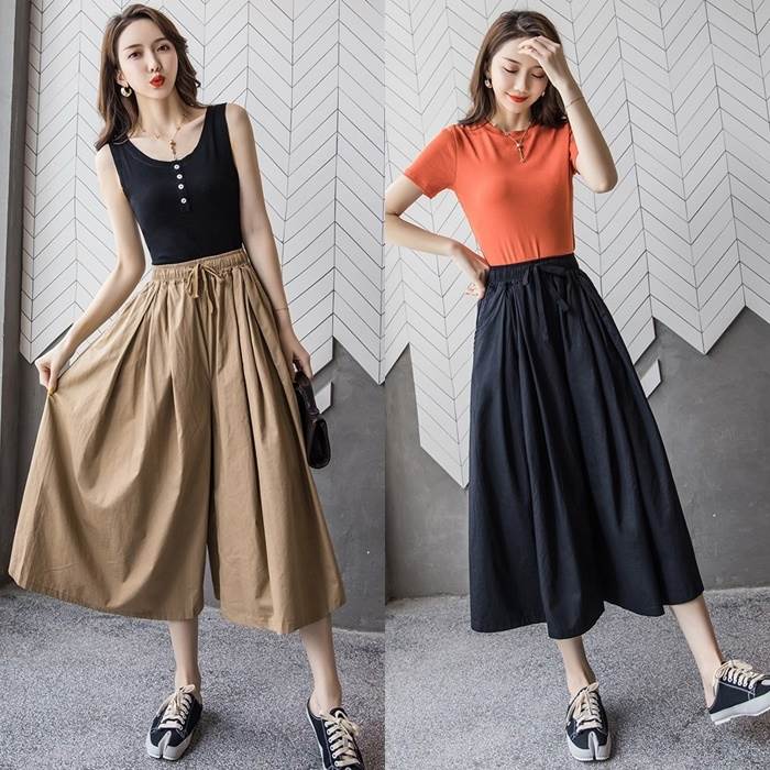パンツ レディース ワイドパンツ ガウチョパンツ M L XL カーキ ブラック ネイビー アーミーグリーン 大人カラー くすみカラー ニュアンスカラー 秋カラー 無地 春 秋 ワイド フレア ふんわ 5,096円