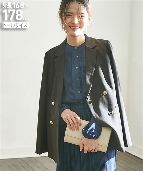 パンツスーツ 高身長　金ボタンダブルジャケット トールサイズ