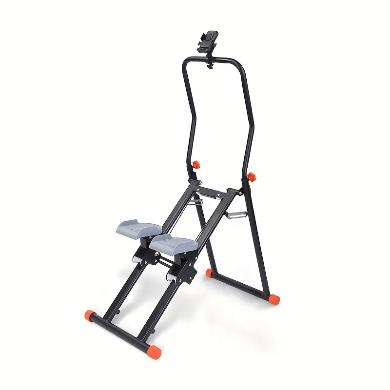 コンパクトで調整可能な7段階の階段クライマー電話ホルダー付き - 折りたたみ式高さ調整可能なインドア用フィットネスエクイップメント鉄製構造バッテリー不要