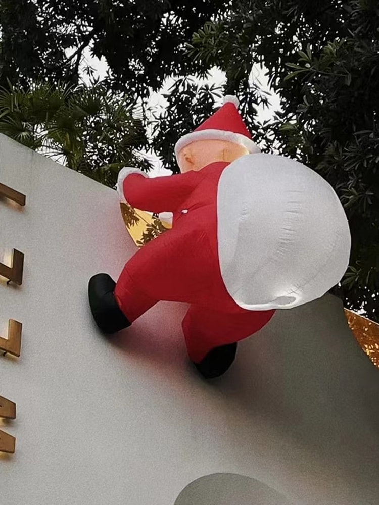クリスマスの装飾の膨脹可能な老人の上昇の壁の空気モデル明るい屋外の大規模なモデルのレイアウトの場面美陳
