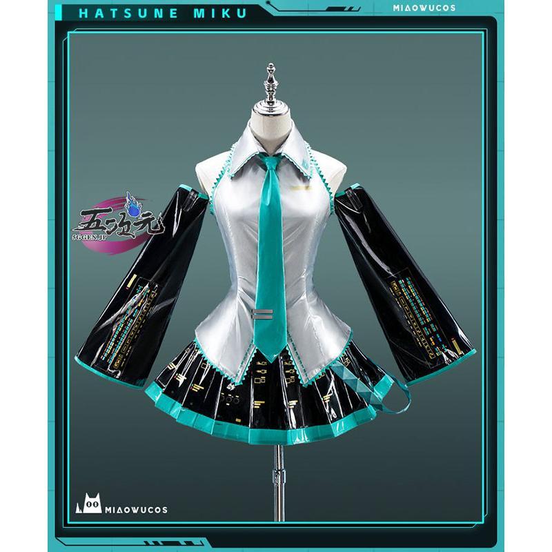 迅速な出荷　ボーカロイド　初音ミク　コスチューム　通常V　コスプレ衣装　中国公式許可あり　通常Ver　ウィッグ　髪飾り　ヘッドホンセット　靴　追加可能