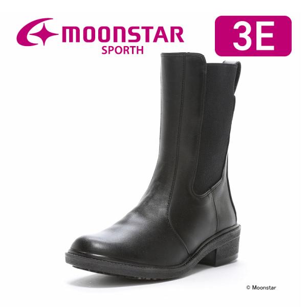 ムーンスター 日本製 本革 撥水 防滑 レディース サイドゴアブーツ ウィンター シューズ スポルス moonstar SP5220NSR ブラック [2024年秋冬新作] 9月9日発売