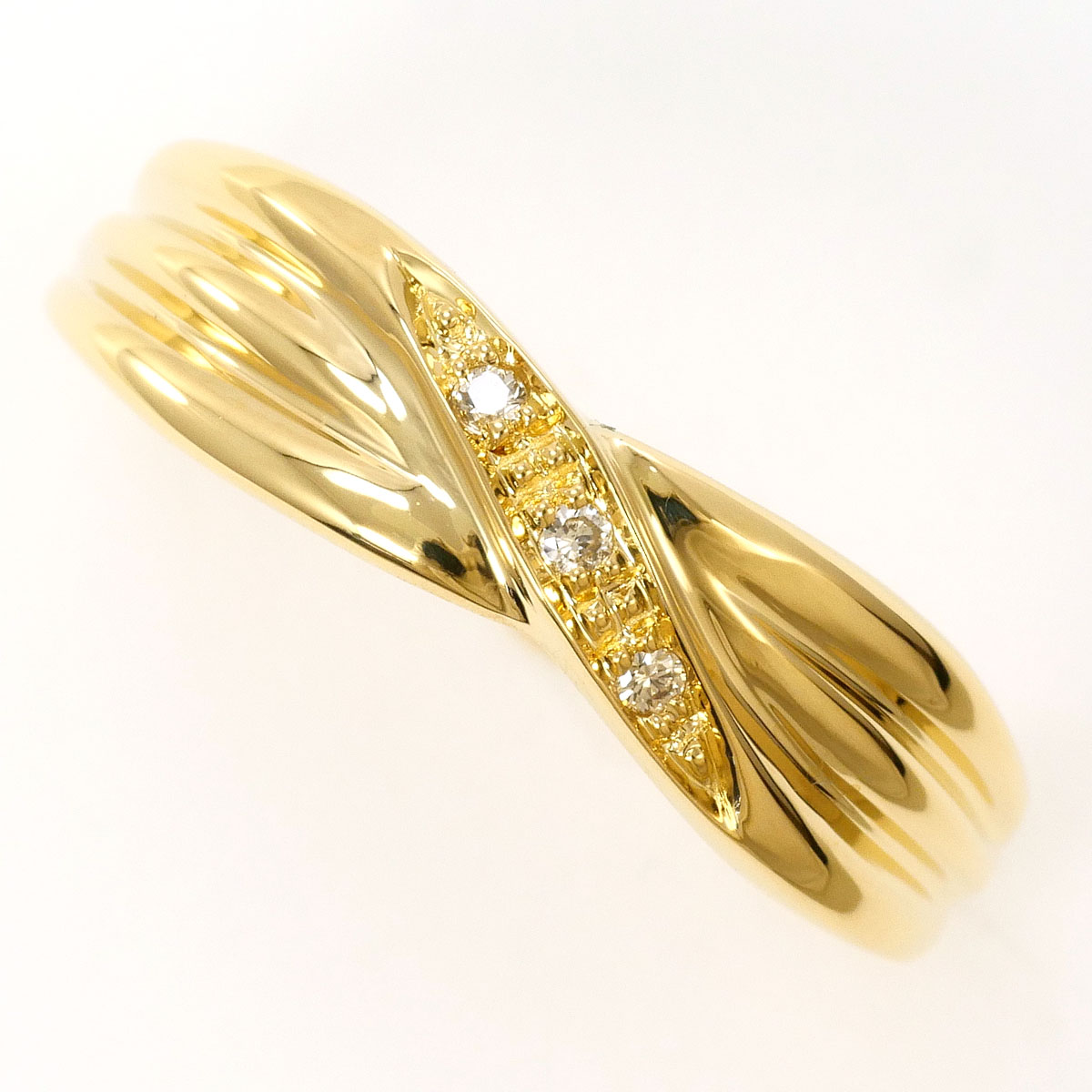 K18 18金 YG イエローゴールド リング・指輪 10.5号 ダイヤモンド 0.02ct 総重量約2.2g 中古