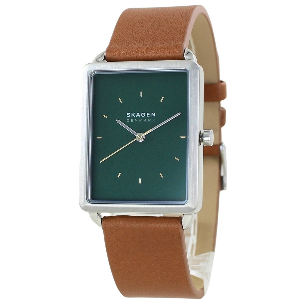 スカーゲン 腕時計 メンズ ブランド シンプル おしゃれ 四角 クオーツ 革ベルト グリーン ブラウン メンズ腕時計 ブランド腕時計 男性用 仕事用 入社祝い 入学 卒業 贈り物 ギフト 男友達 彼氏