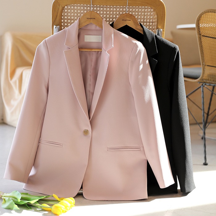 [韓国ファッション] ワンボタン テーラードカラー シングルジャケット