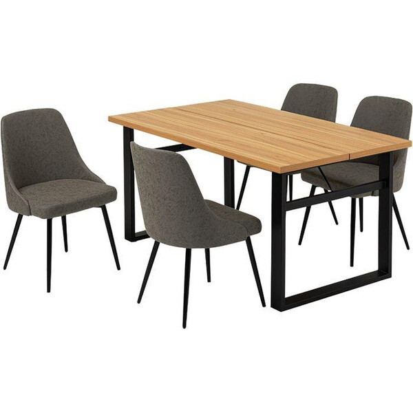 LT-4771NA-60PDGY-5S ナチュラル/PUダークグレー ダイニング5点セット メーカー直送