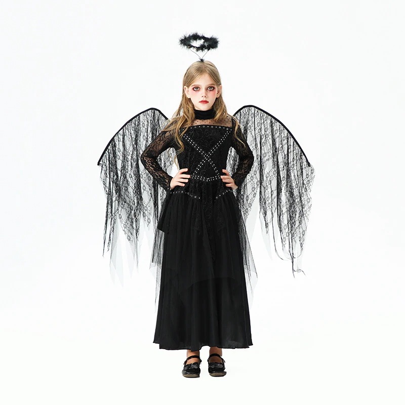 高級ハロウィン子供用コスチューム 天使 悪魔 女の子 コス ナイトエルフ 子供服 ステージパフォーマンスドレス