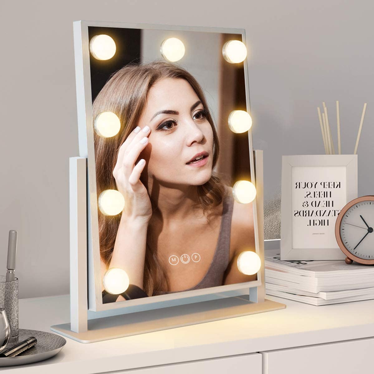 【急速出荷】LED化粧鏡 インテリジェント化粧鏡 女優ミラー 電球ミラー スタンド ライトミラーメイクミラー卓上