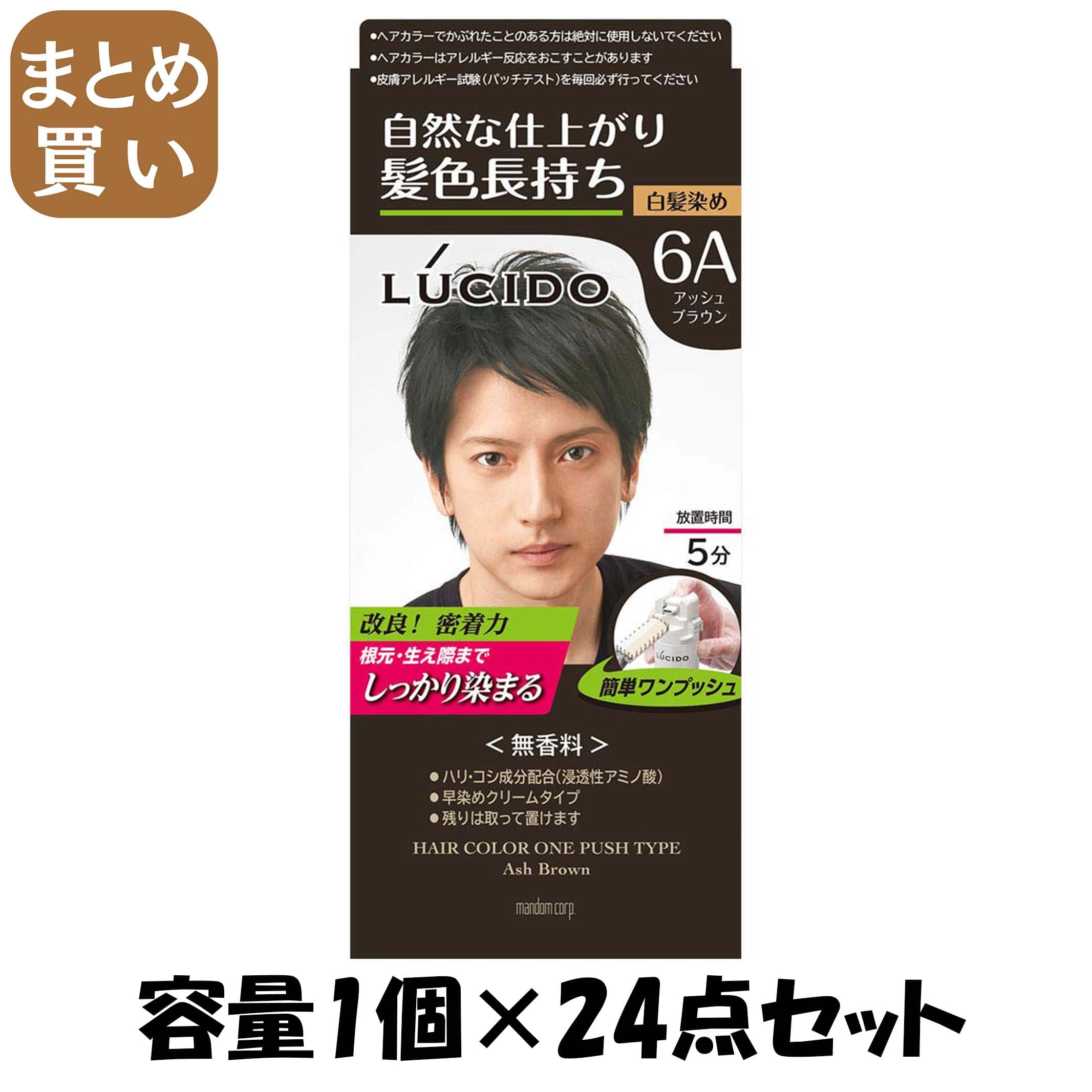 【まとめ買い】ルシード　ワンプッシュケアカラー　アッシュブラウン　（医薬部外品） 容量1個×24点セット マンダム ヘアカラー