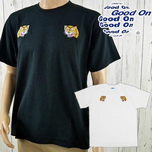 グッドオン Tシャツ メンズ GOST2315 虎福 S/S ティーシャツ 丸首 トップス レディース クルーネック 半袖 刺繍 アパレル 服 ウエア 寅 黒 白