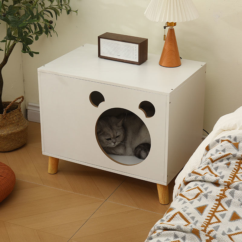 木の猫小屋のベッドサイドキャビネット組み立てが簡単で 整理が便利で 多種の規格が選択して 物を貯蔵することができて 四季通用 安全材質