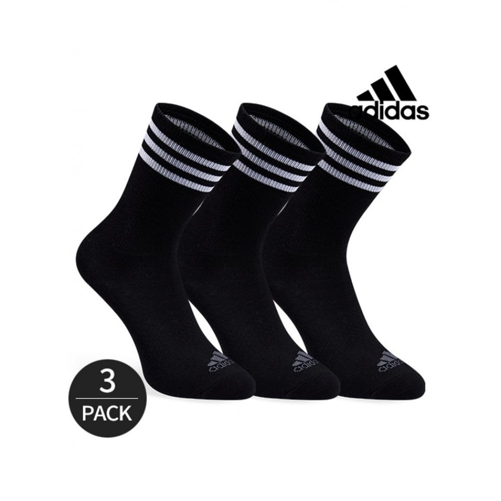 アディダスゴルフレディースパフォーマンスフロントロゴクルーソックス 3P_BK