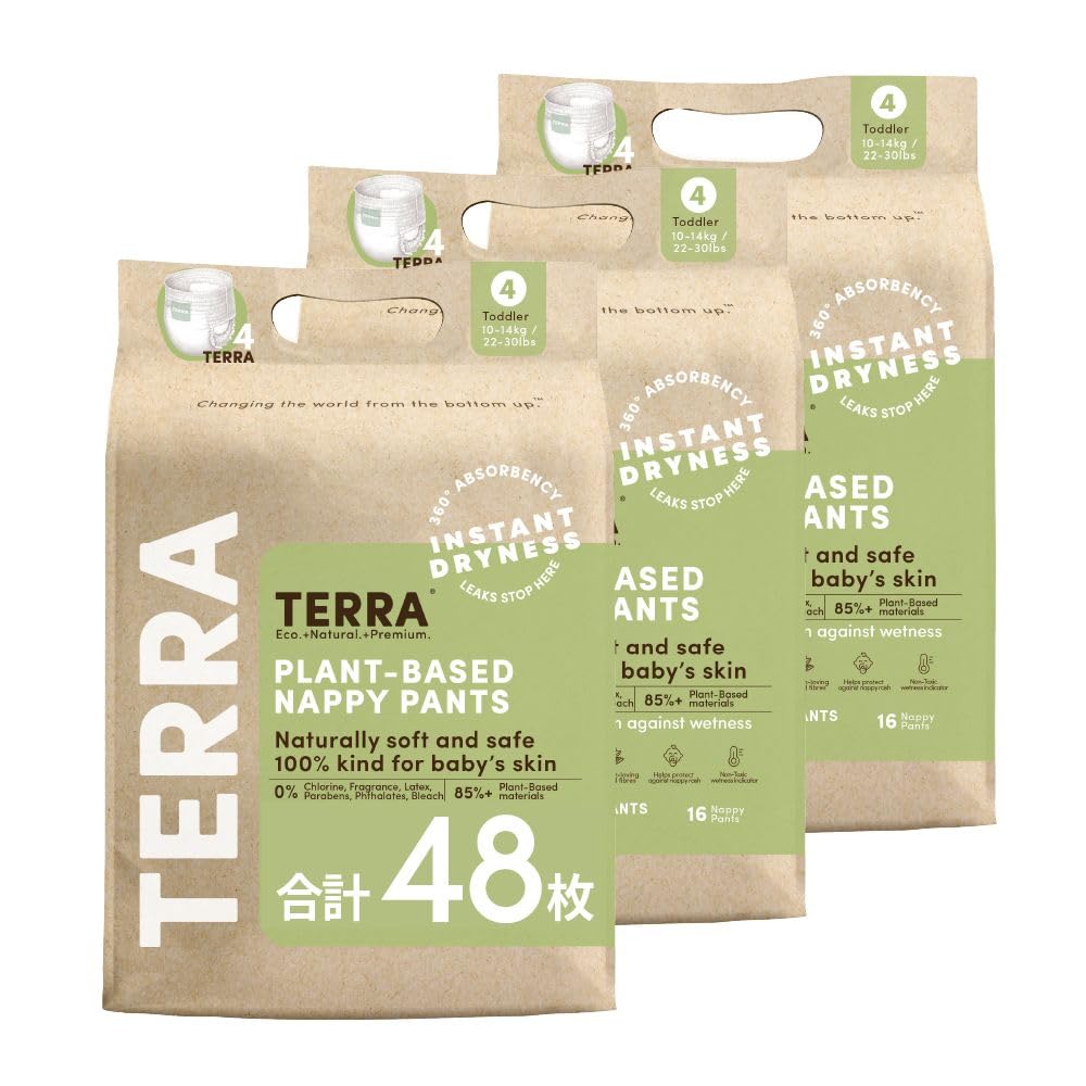 TERRA(テラ) おむつ 48枚(16枚×3パック) 超吸収 肌に優しい オムツ 夜用 お出かけ 敏感肌 さらさら 通気性 たっち・つかまり立ち期 パンツ (1014kg) Toddler Dia