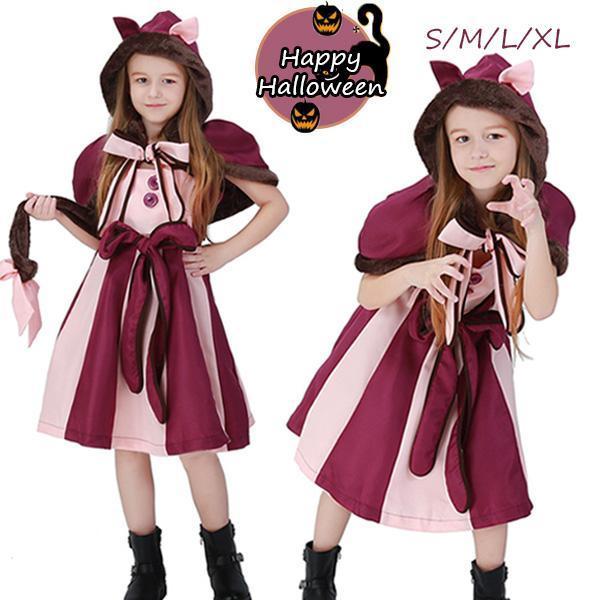 ハロウィン 衣装 子供 仮装 コスプレ衣装 猫 膝丈ワンピース 女の子 ケープ しっぽ 魔法使い おとぎ話 童話 姫様 余興 忘年会 ダンス衣装 コスチューム