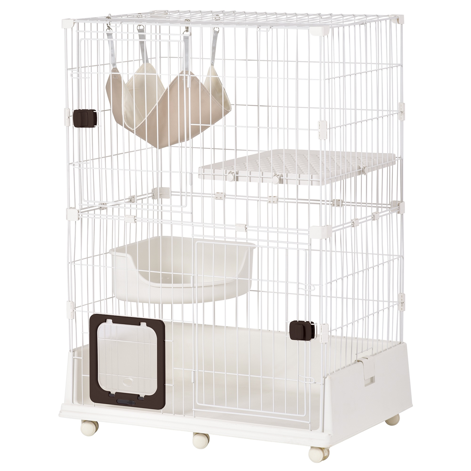 【国内出荷】【元TX281742ステップとサイズご注意】猫 ケージ キャットケージ 2段 ペットケージ キャスター付 猫ゲージ 大型 多頭飼い ネコドア キャットハウス 1段2段可能 留守番 保護 脱