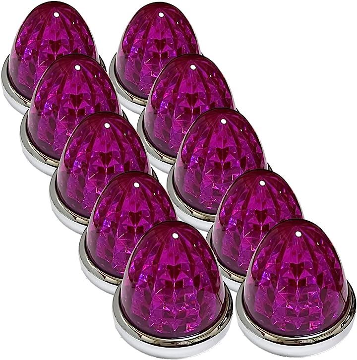 24V トラック用 LED マーカーランプ サイド 8面クリスタルカット仕様 16LED 汎用 10個セット( パープルレンズ)