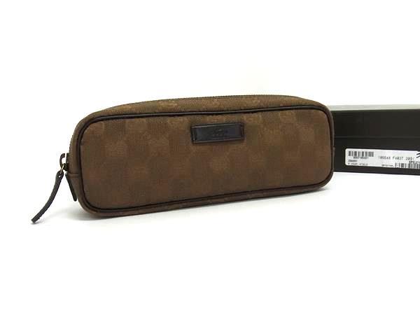マルチケース ペンケース 106648 ブラウン系 GGキャンバス×レザー ユニセックス【本物保証】